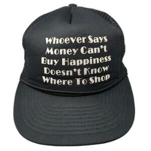 Cobra Caps Trucker Hat Black One Size Snapback Money Can't Buy Happiness Quote
